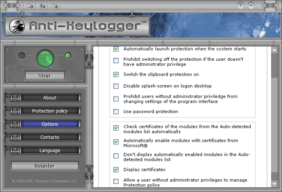 Anti-keylogger advanced options